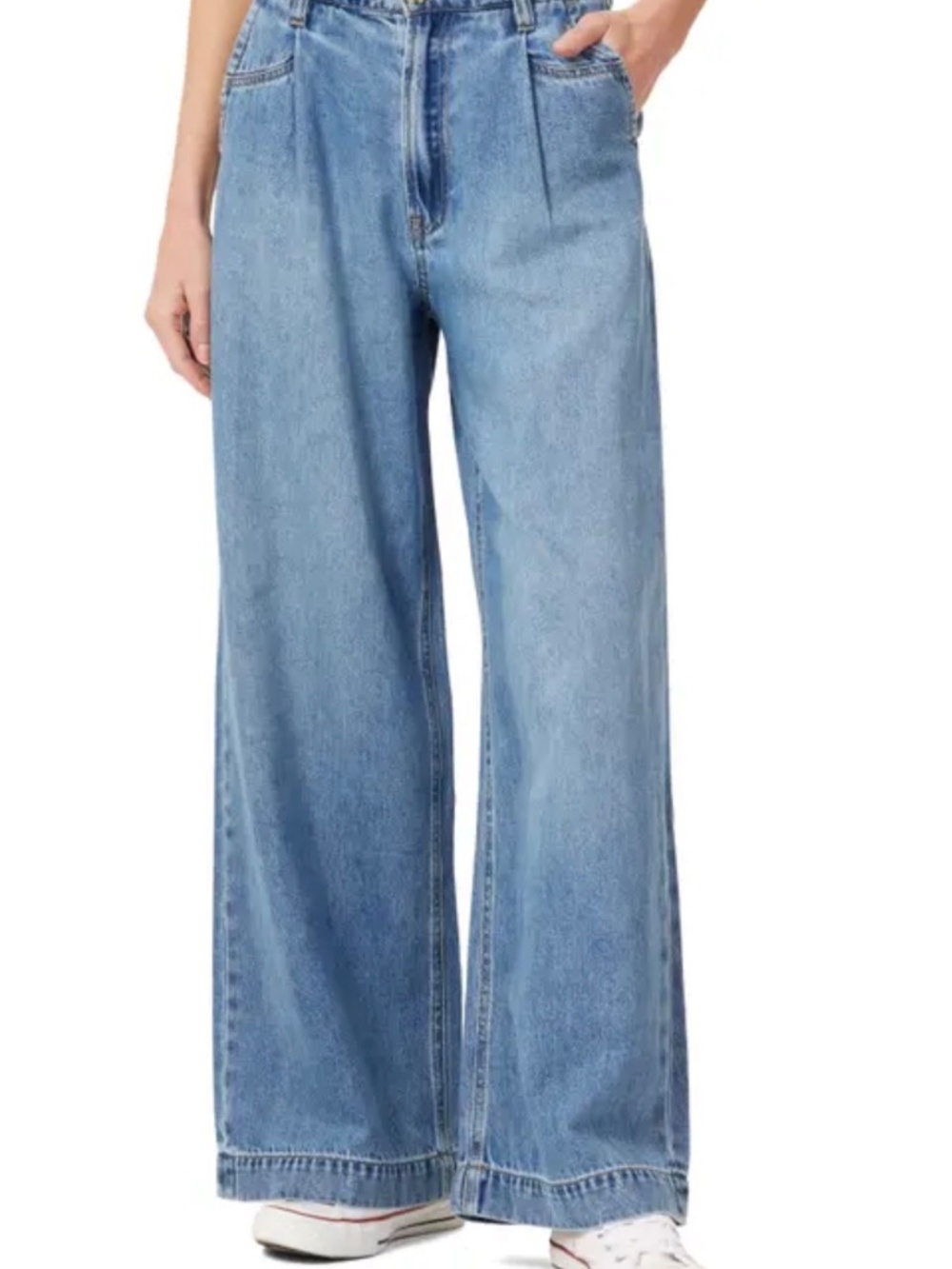 Scotch & Soda Lightweight Denim Wide Leg Pleated Jeans